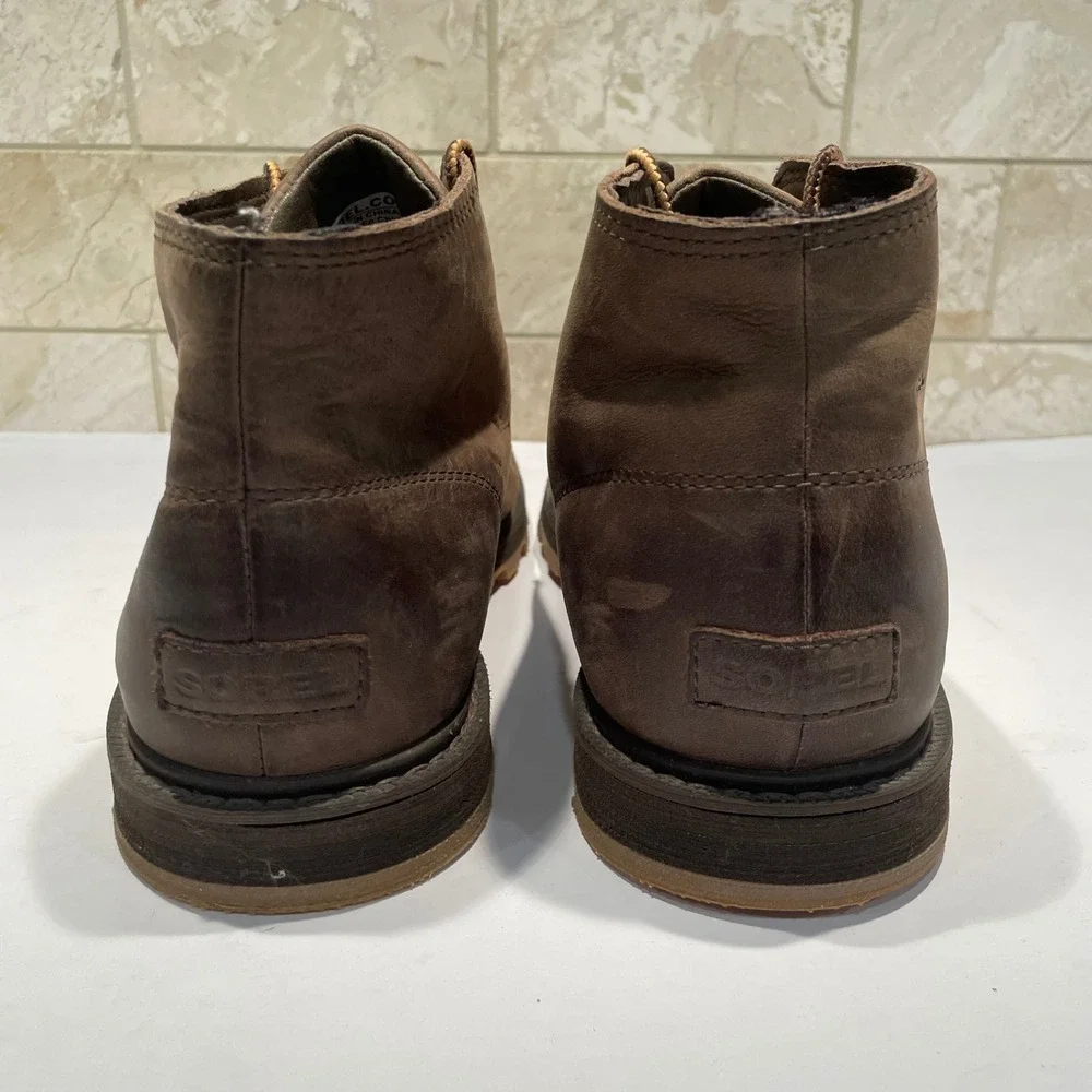 Sorel Madson Chukka Waterproof Brown Leather Boots Mens 9.5 Not Original Insoles